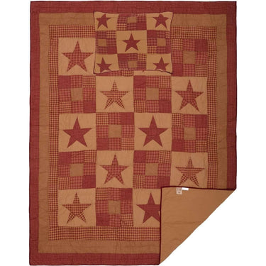 Ninepatch Star Twin Quilt Set; 1-Quilt 68Wx86L w/1 Sham 21x27 VHC Brands - The Fox Decor
